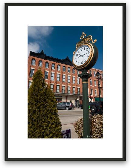 Galena Trolley Times street clock Framed Fine Art Print