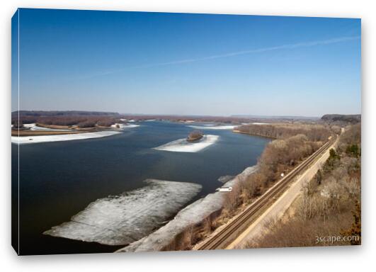 Mississippi River still partly frozen Fine Art Canvas Print