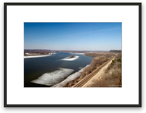 Mississippi River still partly frozen Framed Fine Art Print