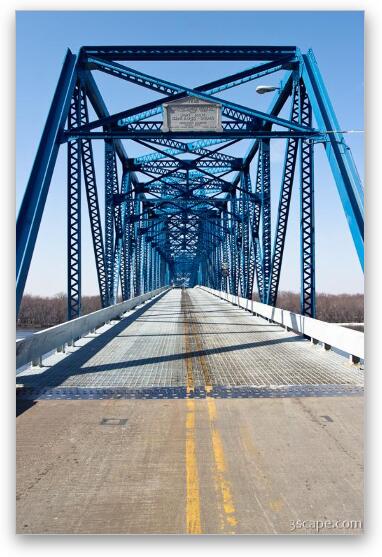 Old Savanna Sabula Bridge over Mississippi River Fine Art Metal Print