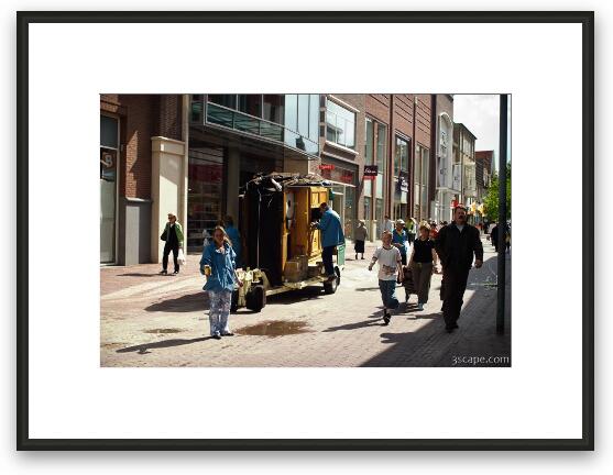 Street performers with a musical trailer Framed Fine Art Print