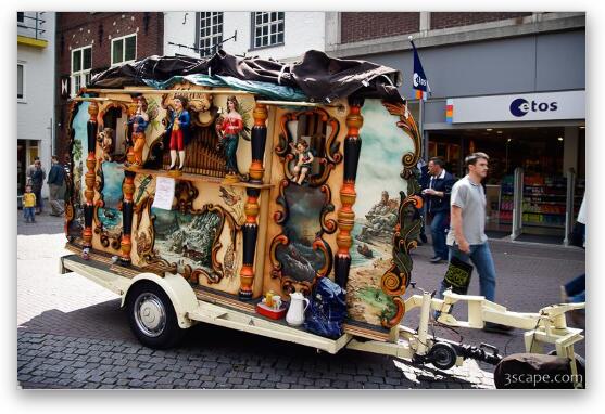 Street performers with a musical trailer Fine Art Metal Print