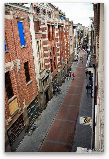 View of Warmoestraat from our room Fine Art Print