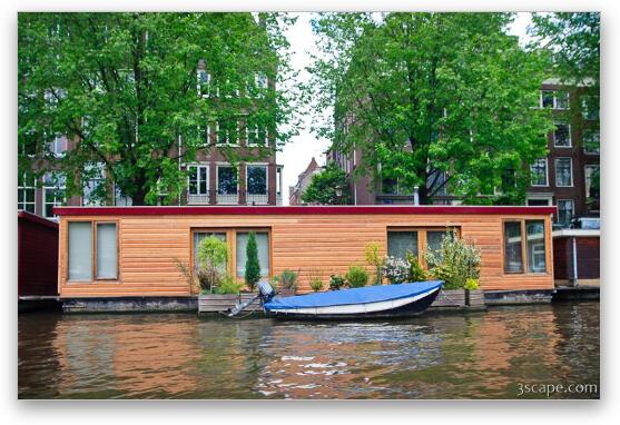 House boat on the canal Fine Art Metal Print