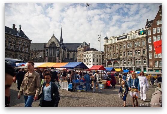 Book street market at Dam Square Fine Art Metal Print