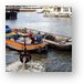 Garbage picker and barge grabbing bikes from the canal Metal Print