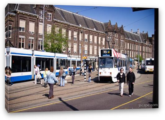 Trams in front of Central Station Fine Art Canvas Print