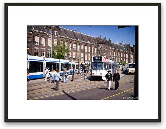 Trams in front of Central Station Framed Fine Art Print