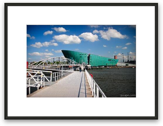Walkways and bridges over the water to NEMO Framed Fine Art Print