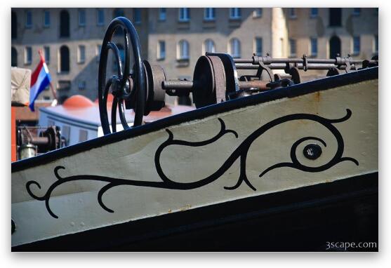 Ship hull art and what may be the anchor hoist Fine Art Metal Print
