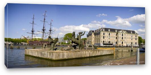 Fountain and Netherlands Maritime Museum Fine Art Canvas Print
