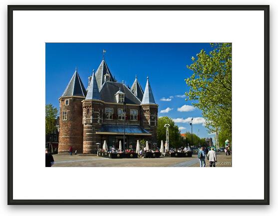 The Waag - part of Amsterdams ancient wall in the center of Nieuwmarkt Framed Fine Art Print