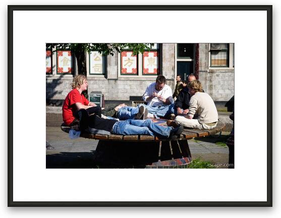 Teens hanging out in Nieuwmarkt Framed Fine Art Print