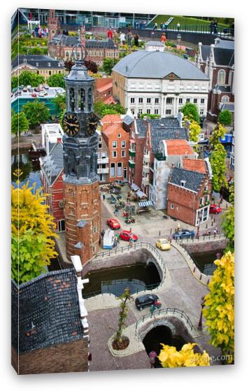 Amsterdam Canal Quarter and Mint Tower Fine Art Canvas Print