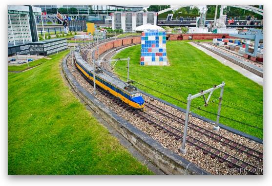 Train tracks and Dutch Intercity train Fine Art Metal Print