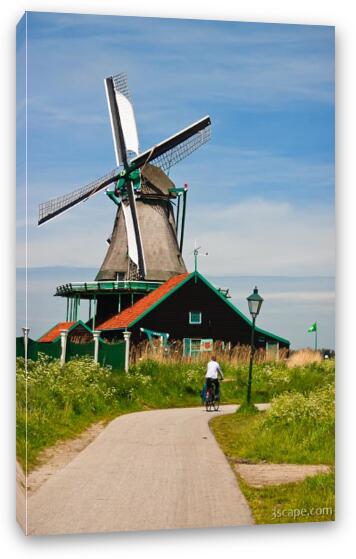 Bicycle riding and windmills Fine Art Canvas Print