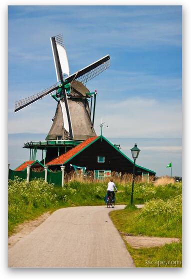 Bicycle riding and windmills Fine Art Metal Print