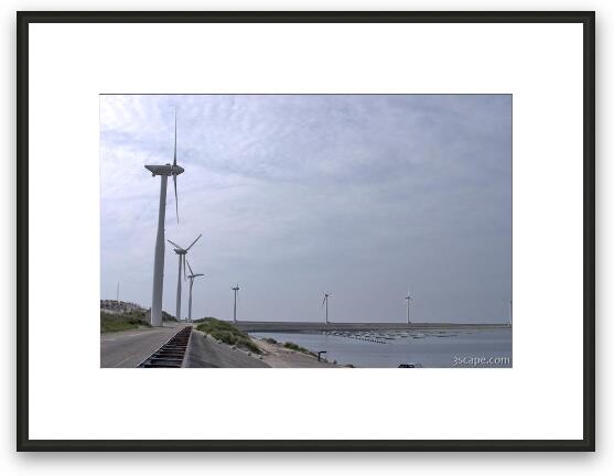 Wind turbines along the Delta Works Framed Fine Art Print