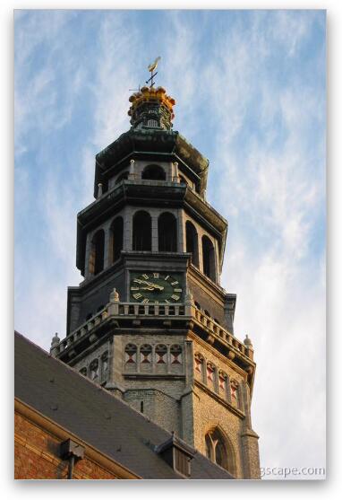 The Bell Tower of Koorkerk (De Lange Jan) Fine Art Metal Print