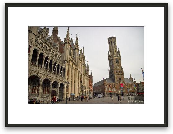 Markt and the Belfort en Hallen (Belfry) Framed Fine Art Print