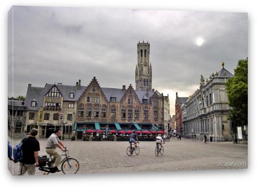 Bicycling in the Burg - Belfort in the background Fine Art Canvas Print
