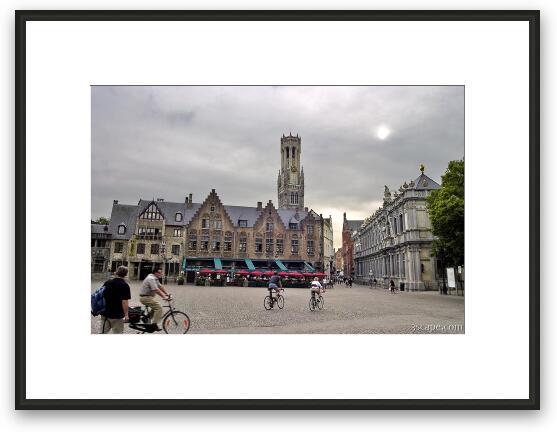 Bicycling in the Burg - Belfort in the background Framed Fine Art Print