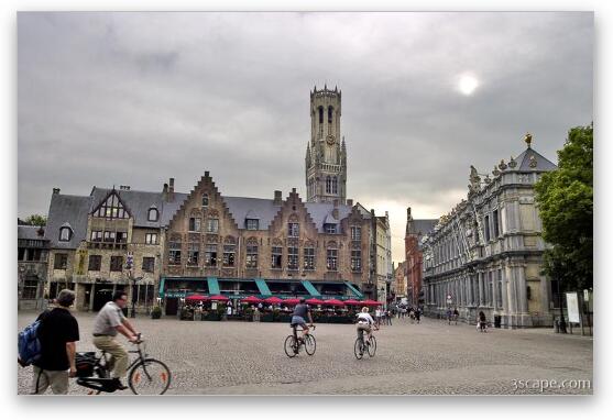 Bicycling in the Burg - Belfort in the background Fine Art Metal Print