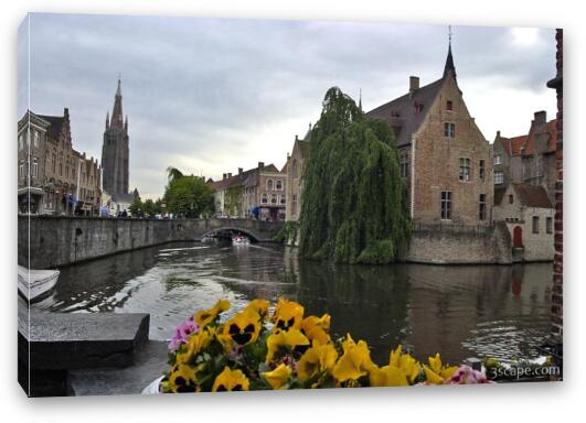 River Dijver, Church of Our Lady in the distance Fine Art Canvas Print