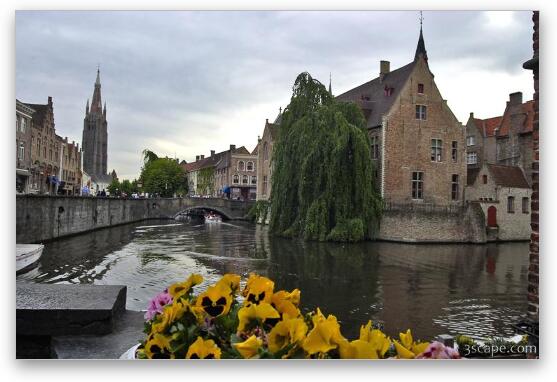 River Dijver, Church of Our Lady in the distance Fine Art Metal Print
