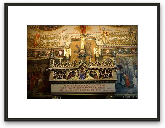 Mantle of the huge fireplace in the town hall (Stadhuis) Framed Fine Art Print