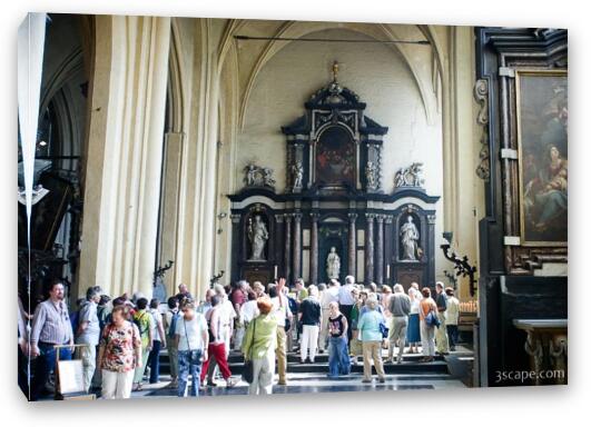 Tourists packing into Church of Our Lady Fine Art Canvas Print