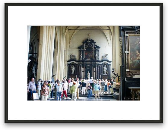 Tourists packing into Church of Our Lady Framed Fine Art Print