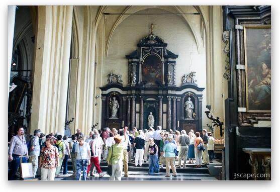 Tourists packing into Church of Our Lady Fine Art Metal Print