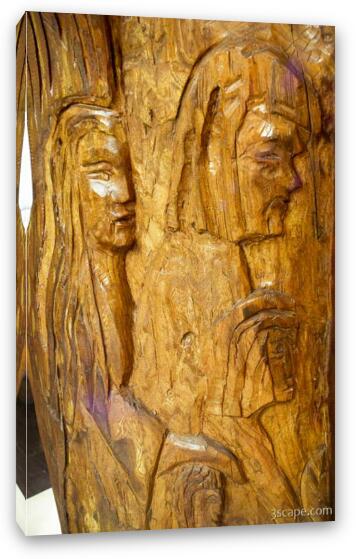 Carved wooden religious figures Fine Art Canvas Print