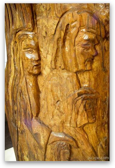 Carved wooden religious figures Fine Art Metal Print