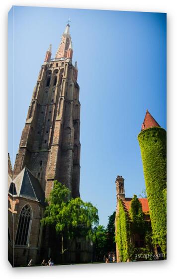 Courtyard and bell tower of the Church of Our Lady Fine Art Canvas Print