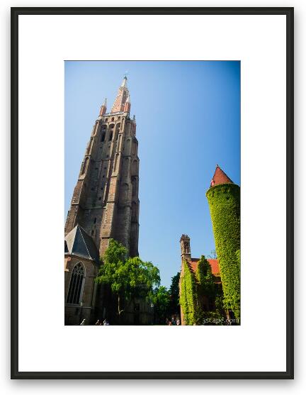 Courtyard and bell tower of the Church of Our Lady Framed Fine Art Print