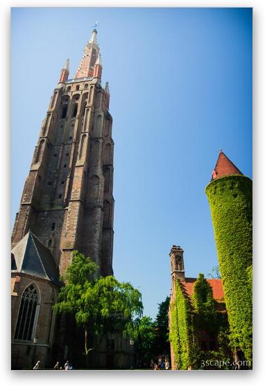 Courtyard and bell tower of the Church of Our Lady Fine Art Metal Print