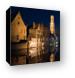 Medieval buildings and Belfry reflecting in the River Dijver Canvas Print