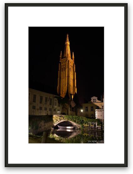Towering spire of the Church of Our Lady Framed Fine Art Print