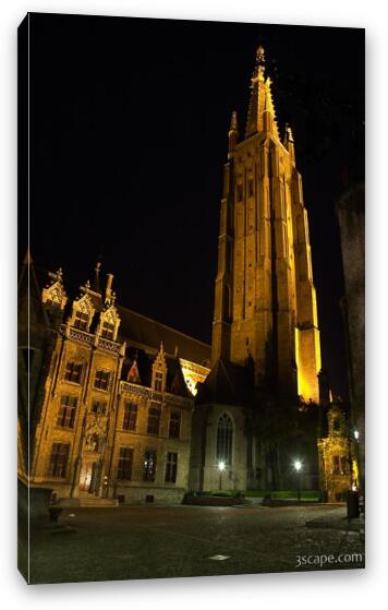 Towering spire of the Church of Our Lady Fine Art Canvas Print