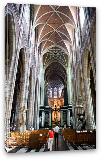 Towering groined ceiling in St Bavo Cathedral Fine Art Canvas Print