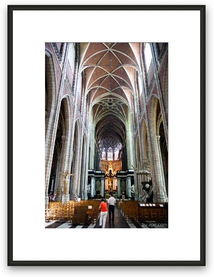 Towering groined ceiling in St Bavo Cathedral Framed Fine Art Print