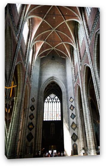 Towering arch ceiling in St Bavo Cathedral Fine Art Canvas Print