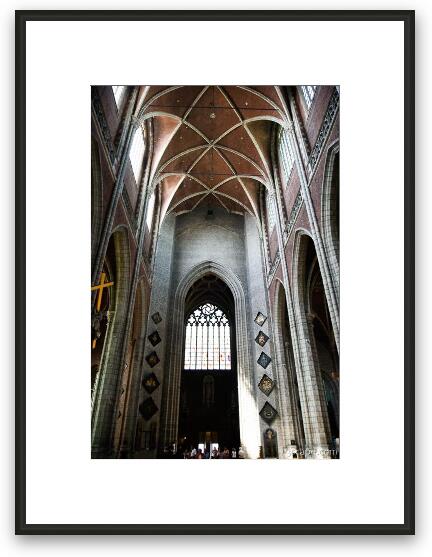 Towering arch ceiling in St Bavo Cathedral Framed Fine Art Print