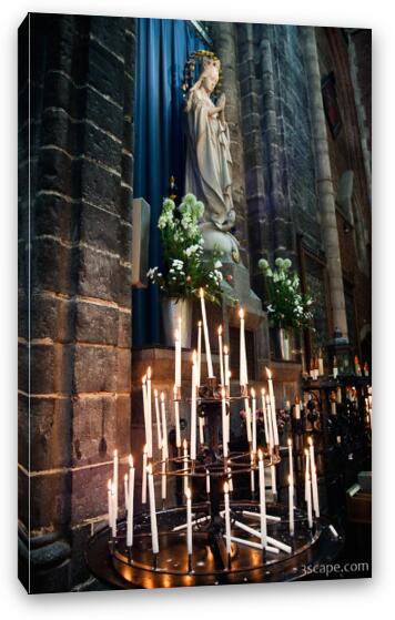 Candles lit for the Virgin Mary Fine Art Canvas Print