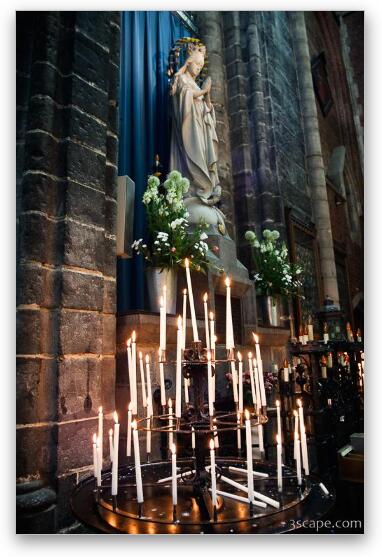 Candles lit for the Virgin Mary Fine Art Metal Print