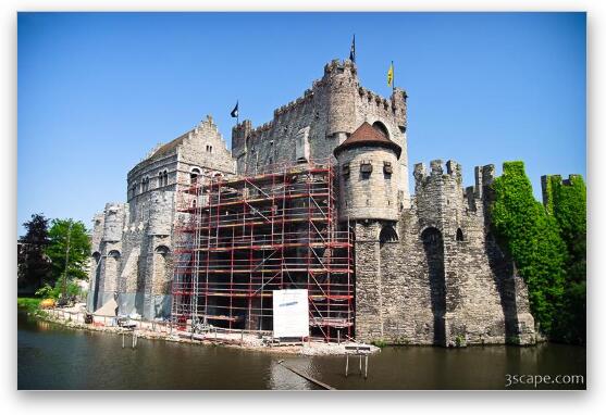 Het Gravensteen - Castle of the Counts - under restoration Fine Art Metal Print