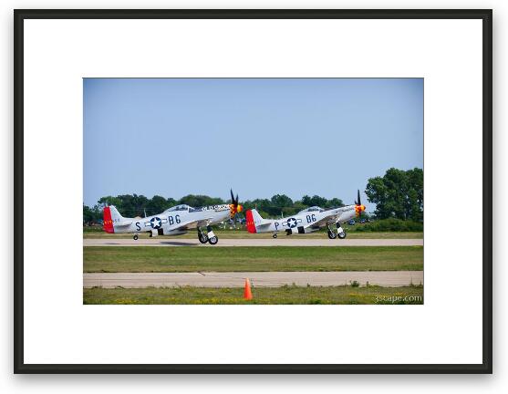 P-51D Mustangs 'Old Crow' and 'Gentleman Jim' on formation take-off Framed Fine Art Print