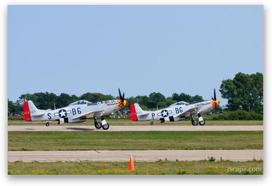 P-51D Mustangs 'Old Crow' and 'Gentleman Jim' on formation take-off Fine Art Metal Print